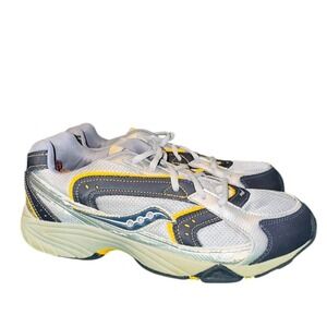 Saucony Cohesion GT LTT Boys Gray Navy Yellow Running Shoes SG31981 Size 6Y‎
